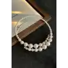 Beyaz Renk İncili Choker Kolye