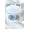 Beyaz Renk Mavi Pati Figürlü Lens Saklama Kutusu