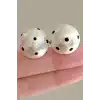 Beyaz Renk Puantiye Detaylı Küpe (Çift)