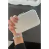 Beyaz Renk Simli Abiye Portföy Çanta