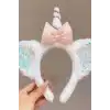Beyaz Renk Unicorn Figürlü Peluş Taç