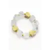 Beyaz Ve Altın Renk Boncuk Detaylı Bileklik