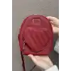 Bordo Renk Kalp Detaylı Deri Kadın Çanta