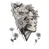 Geçici Kadın Ve Çiçek Figürlü Dövme Tattoo