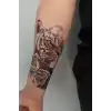 Geçici Kaplan Ve Çiçek Figürlü Dövme Tattoo