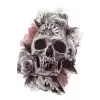 Geçici Kuru Kafa Figürlü Dövme Tattoo