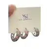 Gümüş Pembe Renk Çiçek Figürlü VİP 3lü YSX Küpe Set