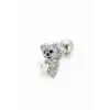 Gümüş Renk Ayıcık Figürlü Cerrahi Çelik Tragus/Kıkırdak Küpe/Piercing (Tek)
