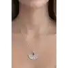 Gümüş Renk Beyaz Yelpaze Figürlü Çelik Kolye