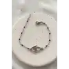 Gümüş Renk Boncuk Detaylı Çelik Bileklik