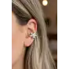 Gümüş Renk Çiçek Figürlü 14K Altın Kaplama TX Ear Cuff (Tek)