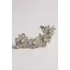Gümüş Renk Çiçek Figürlü Taş Detaylı Ear Cuff (Tek)