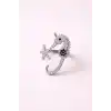 Gümüş Renk Deniz Atı Figürlü Ayarlanabilir Yüzük
