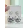 Gümüş Renk Deniz Kabuğu Figürlü Küpe Set
