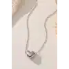 Gümüş Renk İkiye Ayrılan Mıknatıslı Kalp Figürlü Çelik Kolye