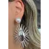 Gümüş Renk İnci Detaylı Çelik Küpe (Çift)