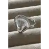 Gümüş Renk İstiridye Figürlü Metal Ayarlanabilir Yüzük
