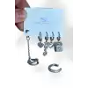 Gümüş Renk Karışık Figürlü Taş Detaylı 6lı YSX Küpe Set