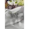 Gümüş Renk Kelebek Figürlü Metal Otomat Toka