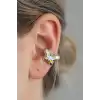 Gümüş Renk Kelebek Figürlü Taş Detaylı 14K Altın Kaplama TX Ear Cuff (Tek)