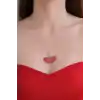 Gümüş Renk Kırmızı Yelpaze Figürlü Çelik Kolye