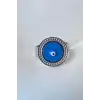 Gümüş Renk Nazar Boncuğu Figürlü Ayarlanabilir Çelik Yüzük