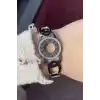 Gümüş Renk Romen Rakamlı Taşlı Çelik Bileklik