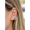 Gümüş Renk Taş Detaylı 14K Altın Kaplama TX Ear Cuff (Tek)