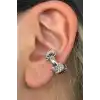 Gümüş Renk Taş Detaylı 14K Altın Kaplama TX Ear Cuff (Tek)