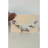 Gümüş Renk Taş Detaylı 6lı Küpe Set
