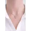 Gümüş Renk Taş Detaylı B Harfli Mini Çelik Kolye