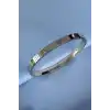 Gümüş Renk Taş Detaylı Çelik Bileklik 55MM