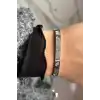 Gümüş Renk Taş Detaylı Çelik Bileklik 55MM