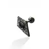 Gümüş Renk Taş Detaylı Çelik Tragus/Kıkırdak Küpe/Piercing (Tek)