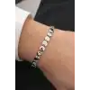Gümüş Renk Taş Detaylı Çelik Xupıng VİP Bileklik
