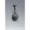 Gümüş Renk Taş Detaylı Cerrahi Çelik Göbek Piercing