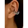 Gümüş Renk Taş Detaylı Ear Cuff (Tek)