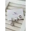 Gümüş Renk Taş Detaylı VİP 3lü YSX Küpe Set