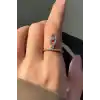 Gümüş Renk Taşlı Ayarlanabilir YSX Yüzük