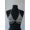 Gümüş Renk Taşlı Bikini Üstü /Bralet /Vücut Aksesuarı