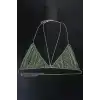 Gümüş Renk Taşlı Bikini Üstü /Bralet /Vücut Aksesuarı