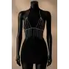 Gümüş Renk Taşlı Bikini Üstü /Bralet /Vücut Aksesuarı
