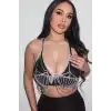Gümüş Renk Taşlı Bikini Üstü/ Vücut Aksesuarı