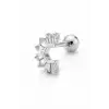 Gümüş Renk Taşlı Cerrahi Çelik Tragus/Kıkırdak Küpe/Piercing (Tek)