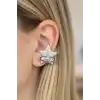 Gümüş Renk Yıldız Figürlü 14K Altın Kaplama TX Ear Cuff (Tek)