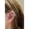 Gümüş Renk Yıldız Figürlü Taş Detaylı Ear Cuff (Tek)
