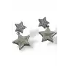 Gümüş Renk Yıldız Figürlü Taş Detaylı YSX Küpe (Çift)