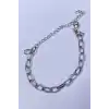 Gümüş Renk Zincir Detaylı Çelik Bileklik (Unisex)