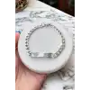 Gümüş Renk Zincir Detaylı Çelik Bileklik (Unisex)
