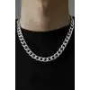 Gümüş Renk Zincir Detaylı Unisex Çelik Kolye